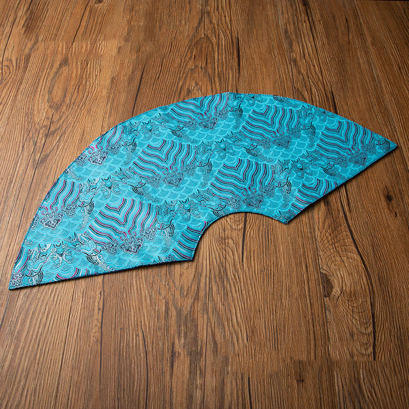 Vintage Sea Wave Bamboo Plum Blossom Embroidered Cup Mat Pad Tea Cup Coaster Kung Fu Tea Mat