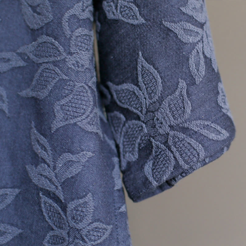 Cotton Floral Embroidered Jacquard Relaxed Midi Dress