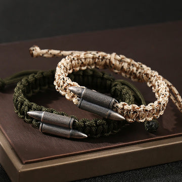 Minimalist 925 Sterling Silver Bullet Design Braided Rope Bracelet