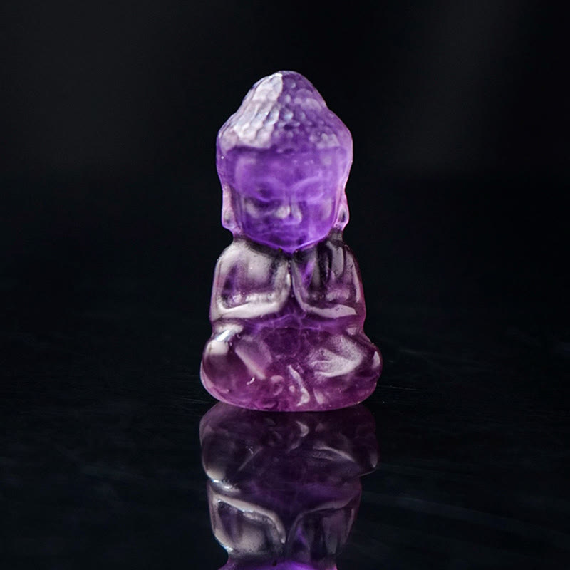 Various Crystal Amethyst Pink Crystal White Crystal Citrine Buddha Carved Spiritual Healing Necklace Pendant Decoration