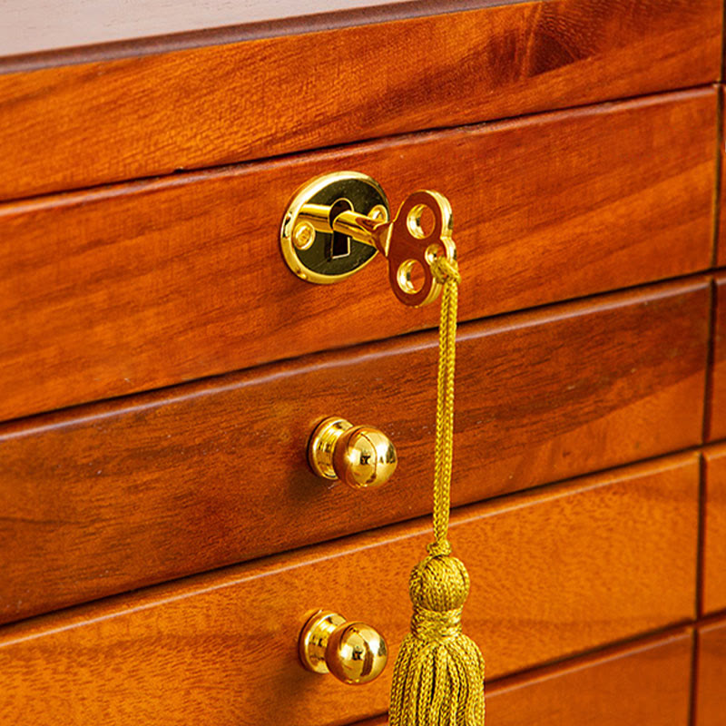 Retro Solid Wood Jewelry Box Four-Layer Wooden Jewelry Storage Box