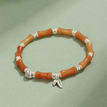 Yellow Aventurine Bamboo Fu Character Beaded Bracelet