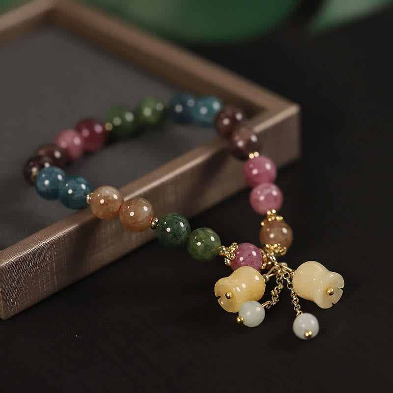 Natural Colorful Tourmaline Flower Bead Love Bracelet