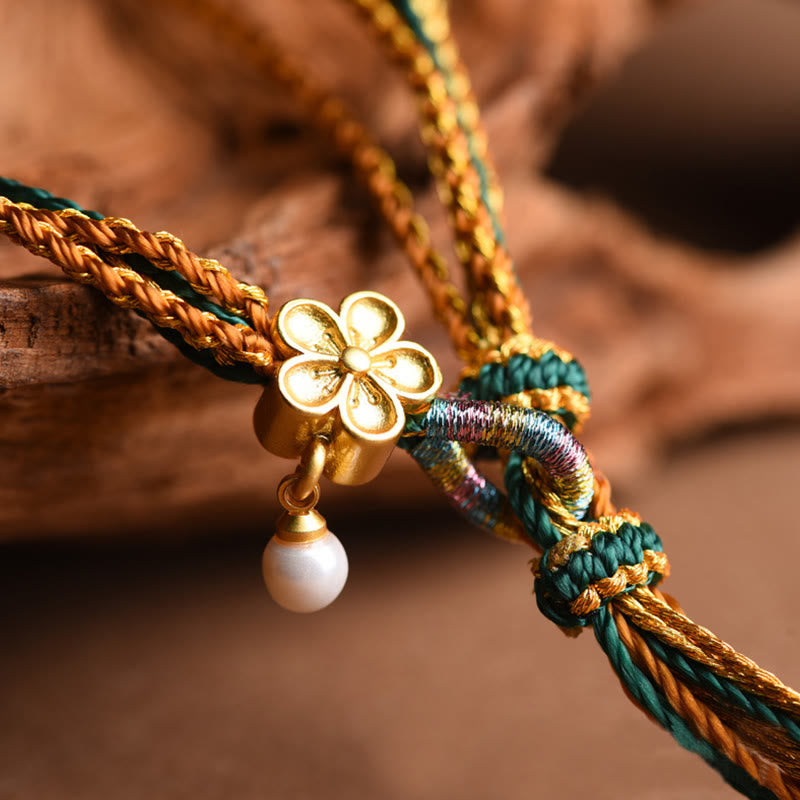 Tibetan Handmade Rope Liuli Glass Bead Braided Multilayered Healing Bracelet