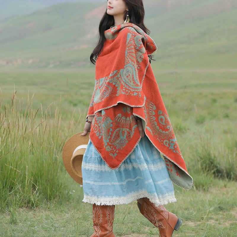 Tibetan Shawl Simple Pattern Winter Cozy Travel Scarf Wrap