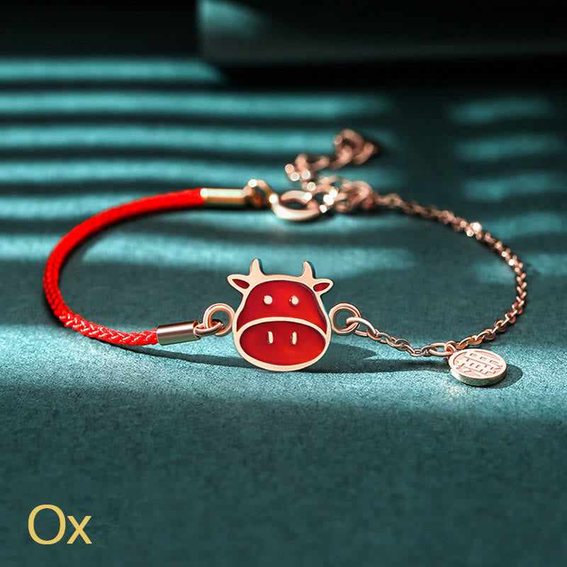 925 Sterling Silver Color-changing Chinese Zodiac Luck Protection Red String Chain Bracelet