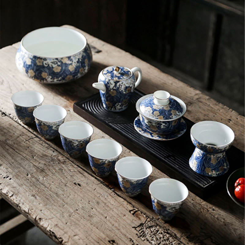 Vintage Ocean Sea Waves Ceramic Teacup Tea Cups