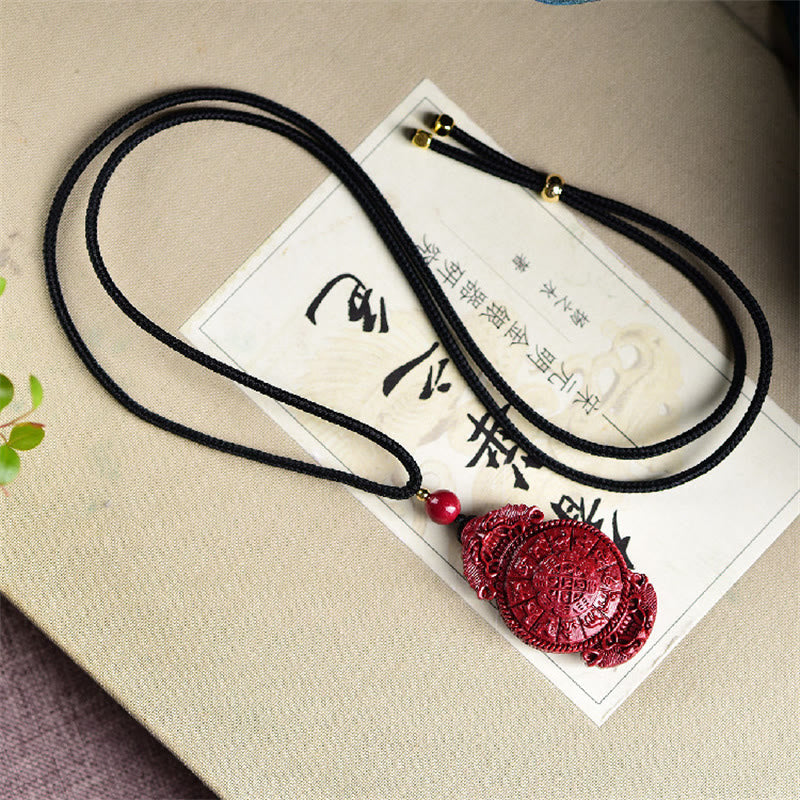 Laughing Buddha Yin Yang Chinese Zodiac Gourd Natural Cinnabar Blessing Necklace Pendant