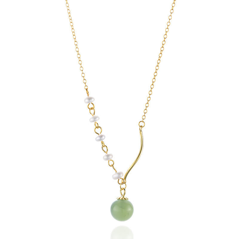 Natural Hetian Jade Pearl Luck Bead Necklace Pendant