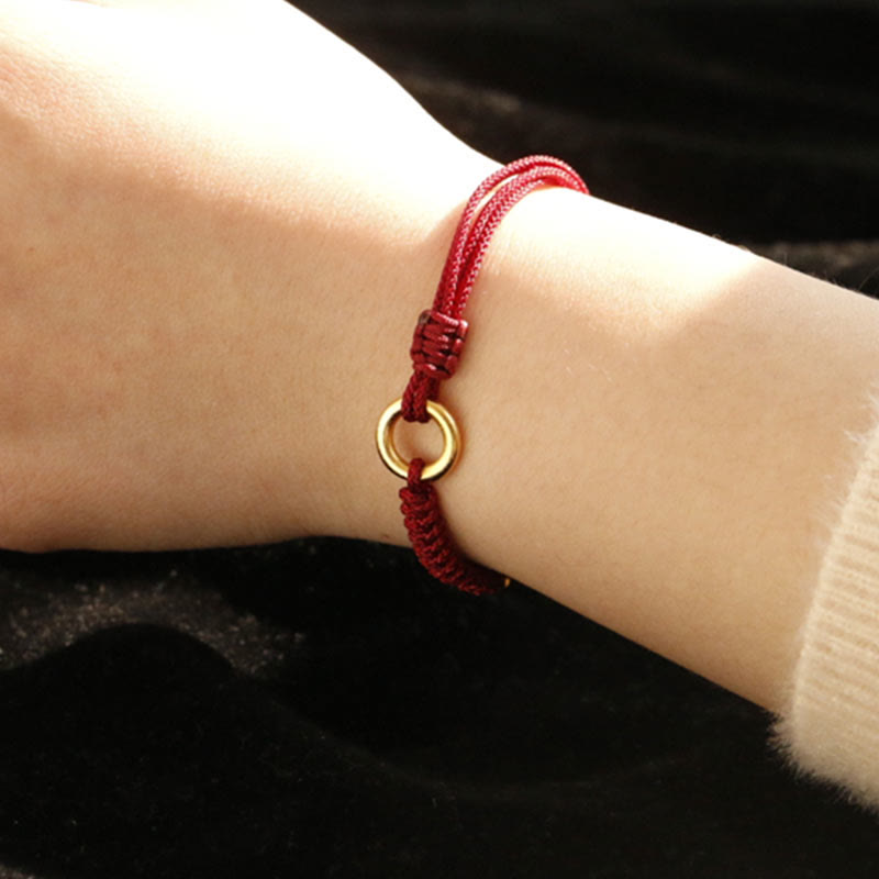 Alloy Peace Buckle Luck Red String Bracelet