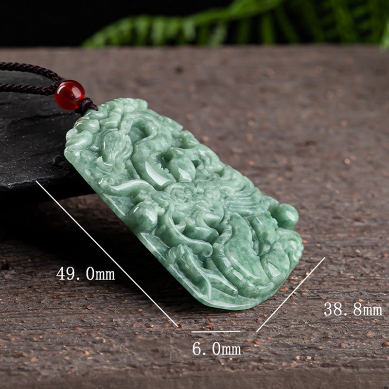 Chinese Zodiac Dragon Jade Strength Necklace String Pendant