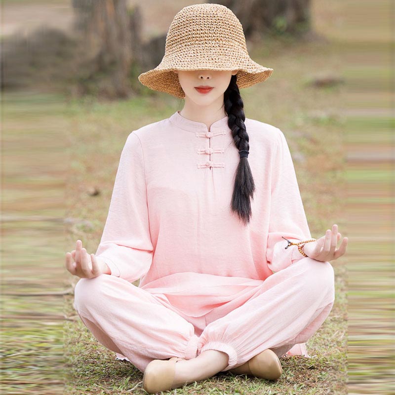 Handcrafted Cotton Linen Relaxed Meditation Tai Chi Two-Piece Set