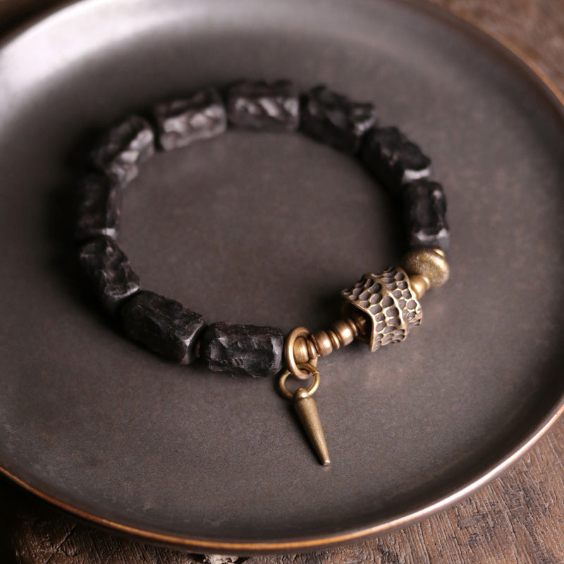 Ebony Wood Copper Balance Protection Couple Bracelet