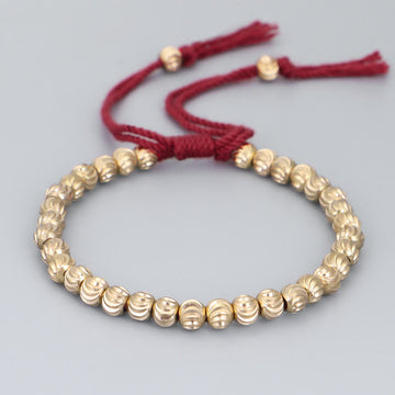 Tibetan Handmade Copper Bead Luck String Bracelet