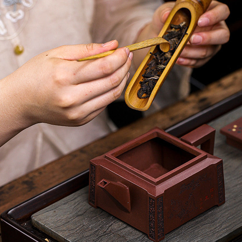 Yixing All Handmade Gomoku Playing Chess Purple Clay Kung Fu Square Teapot 280ml