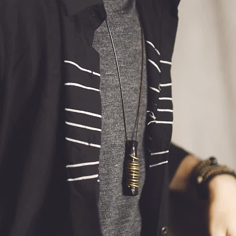 Tibet Ebony Wood Copper Balance Peace Necklace Pendant