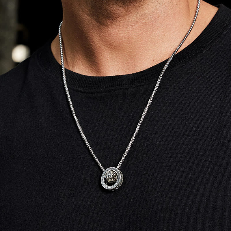 Tibetan Om Mani Padme Hum Carved Peace Purity Chain Necklace Pendant