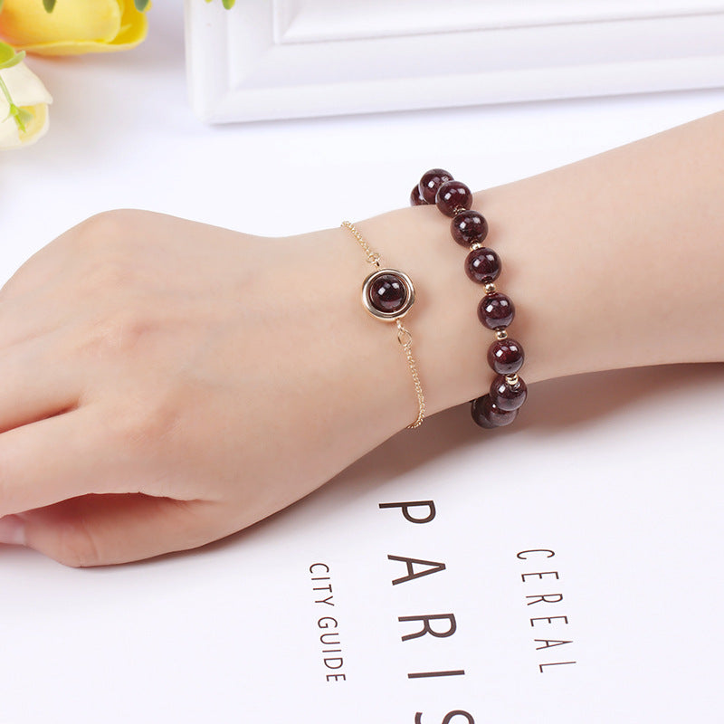 Sun Stone Strawberry Quartz Crystal Positive Bracelet