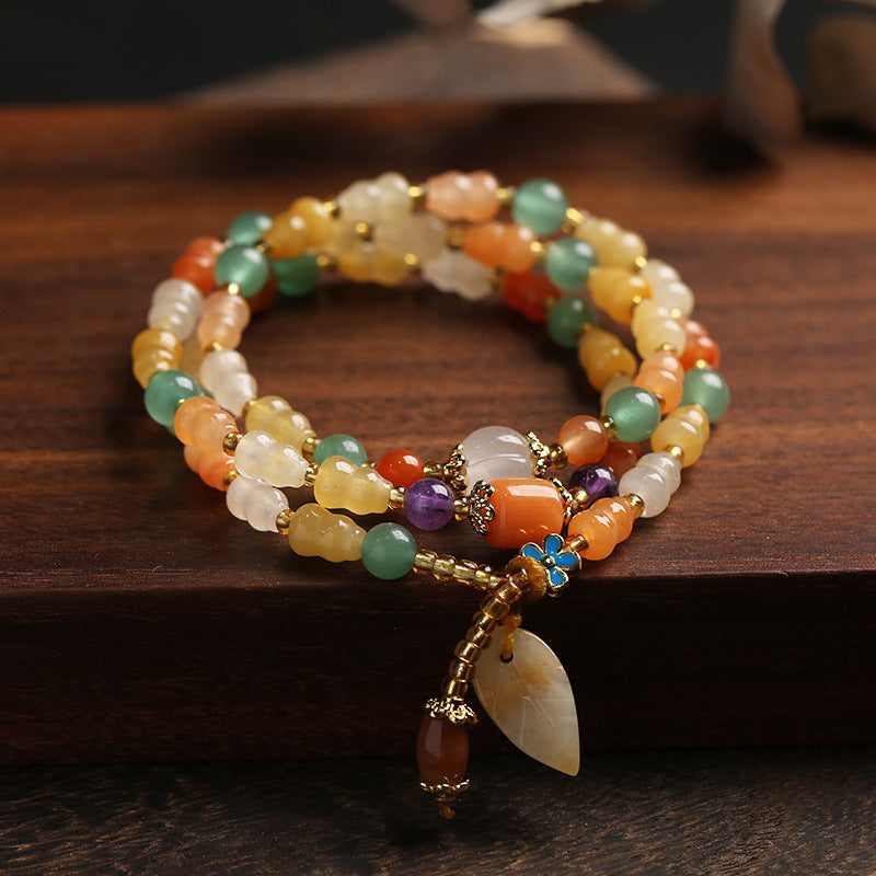 Golden Silk Jade Gourd Wealth Bracelet