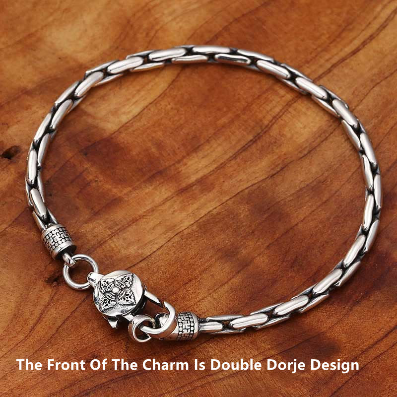 Tibetan Sterling Silver & Copper Om Mani Padme Hum Vajra Buddha Swastika Bracelet