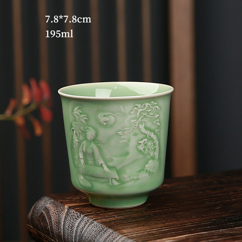 Trees Pavilion Mountains Rivers Pine Ceramic Teacup Kung Fu Tea Cup