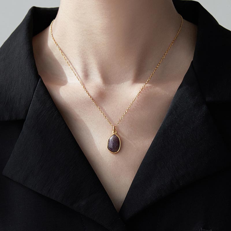 Natural Gemstone Blessing Pendant Necklace with Amethyst and Rose Quartz