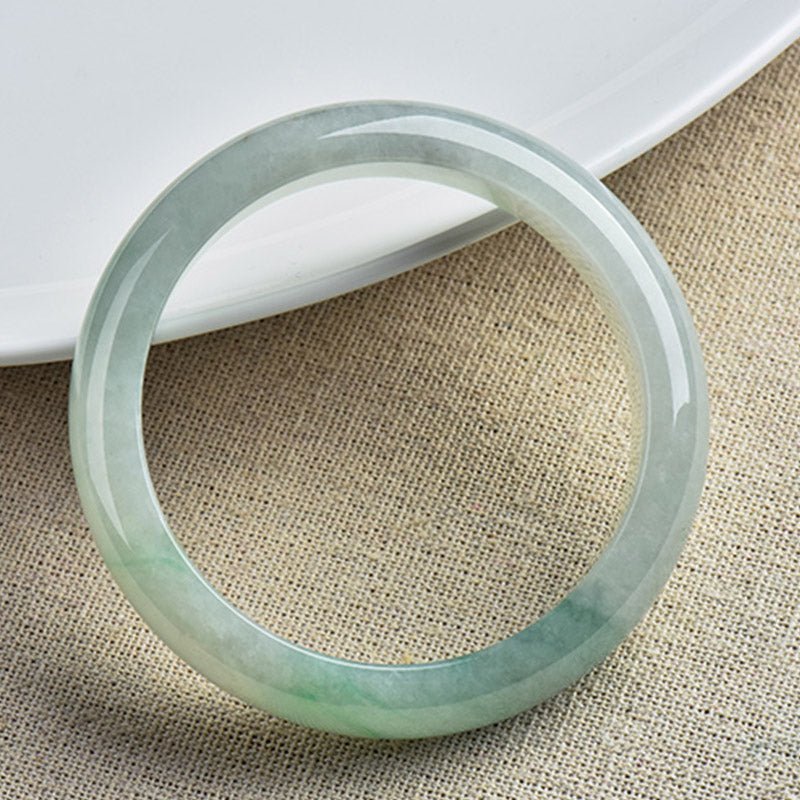 Authentic Natural Jade Hand-Carved Solid Stone Bangle Bracelet