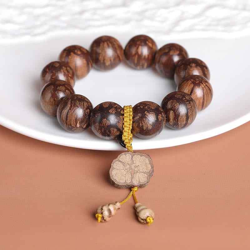 Natural Plum Blossom Wood Large Bead Meditation Bracelet