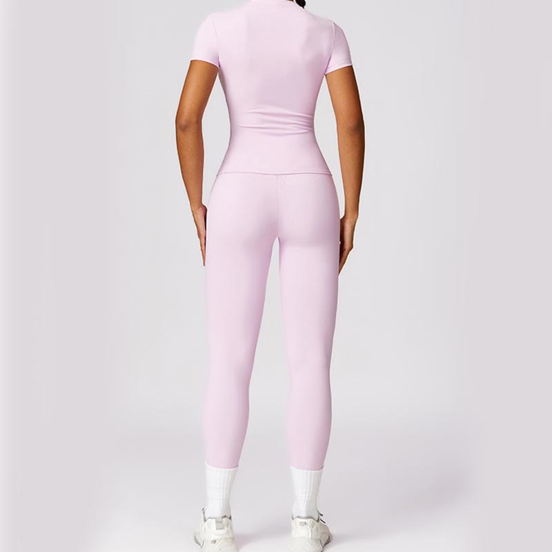 Women Short Sleeve T-Shirt Top High Waist Leggings Pants For Sports Yoga