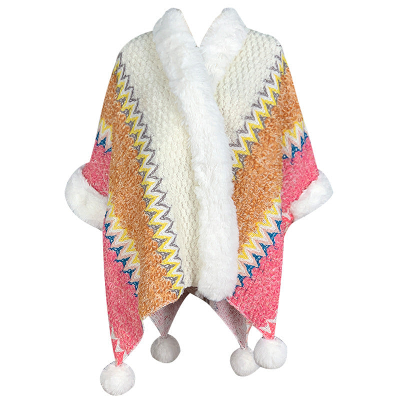 Tactile Striped Knitted Travel Meditation Tibetan Shawl