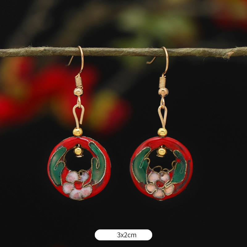 Artistic Copper Alloy Lotus Butterfly and Flower Motif Drop Earrings