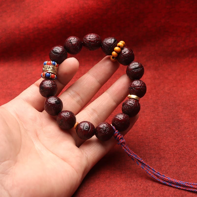 Natural Bodhi Seed Bead Tassel Bracelet with Buddha Charm
