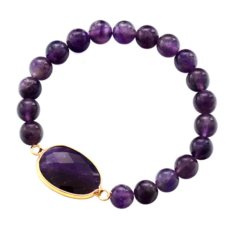 Natural Amethyst Crystal Marquise Pattern Bracelet