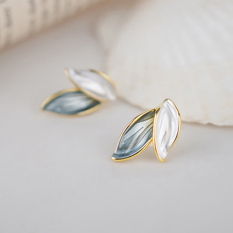 Minimalist Botanical Copper Leaf Design Stud and Clip-On Earrings