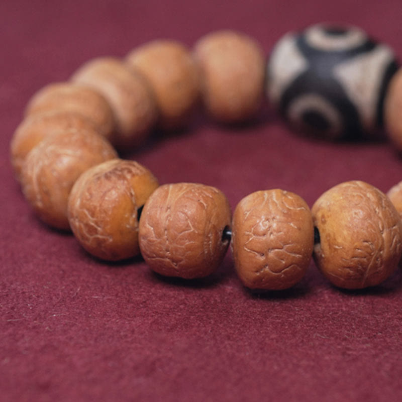 Tibet Bodhi Seed, Dzi Bead & Jade Wrist Mala with Copper Accents – Serenity Anchor