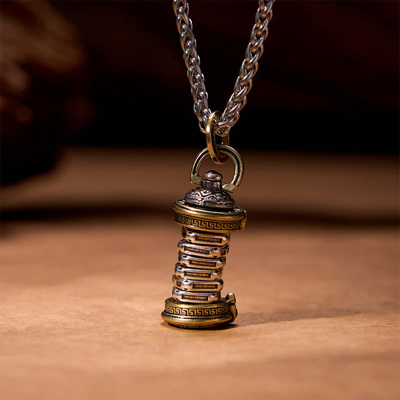 Yin Yang Tower Copper Balance Rotatable Necklace Pendant