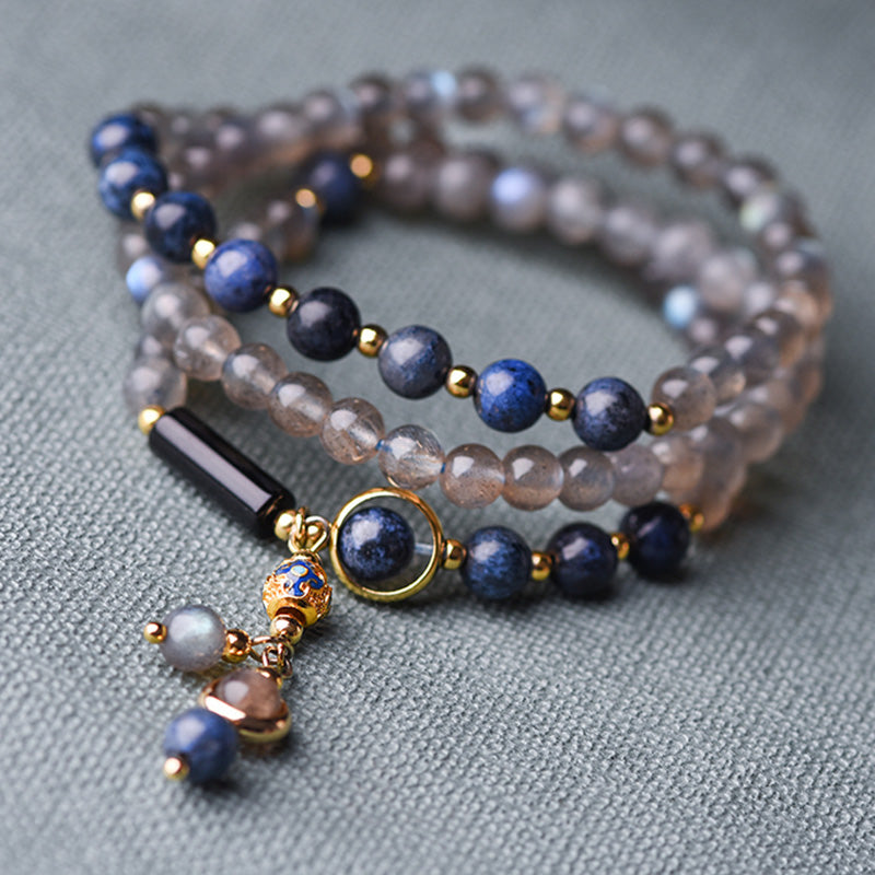 Serenity Beaded Moonstone and Lazurite Multi-Wrap Energy Bracelet