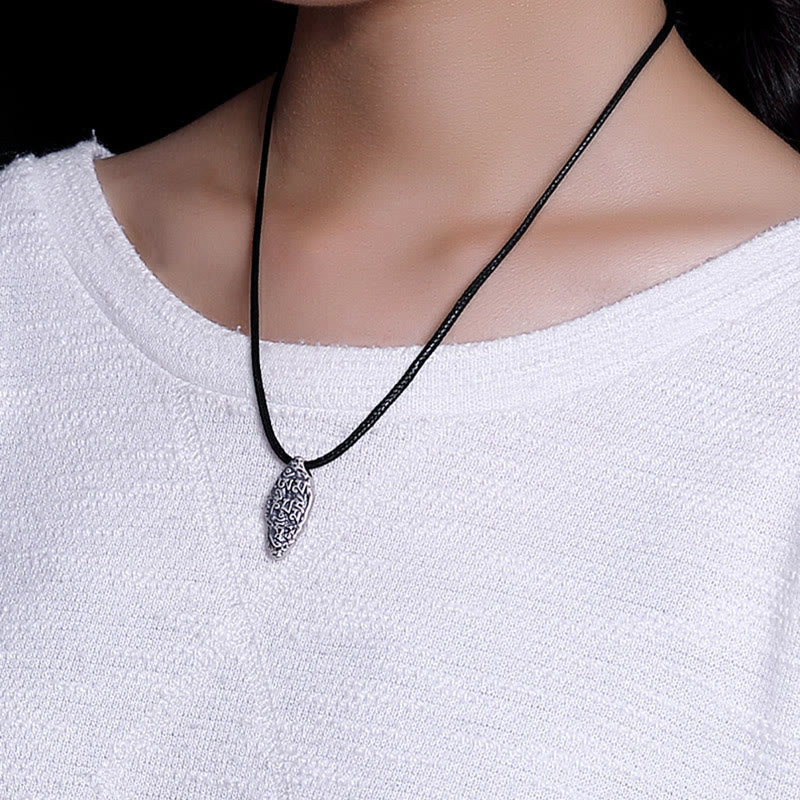 Tibetan 925 Sterling Silver Om Mani Padme Hum Dorje Vajra Engraved Strength Necklace Pendant