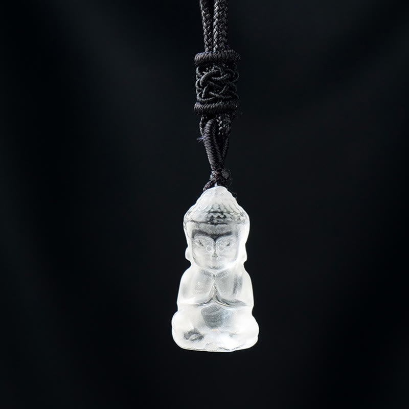 Various Crystal Amethyst Pink Crystal White Crystal Citrine Buddha Carved Spiritual Healing Necklace Pendant Decoration