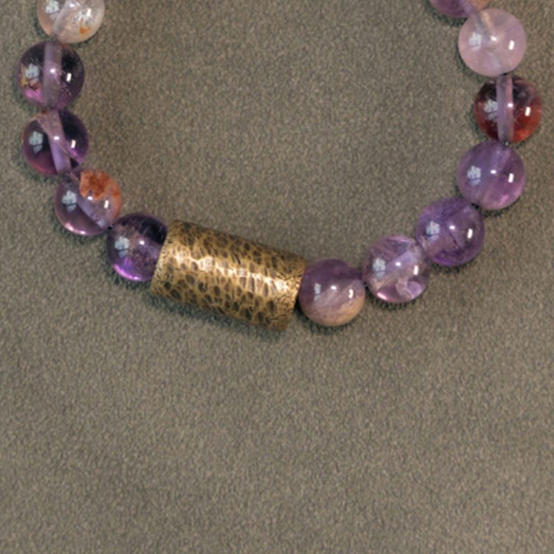 White Crystal Red Hematoid Quartz Gold Rutilated Quartz Purple Phantom Protection Bracelet