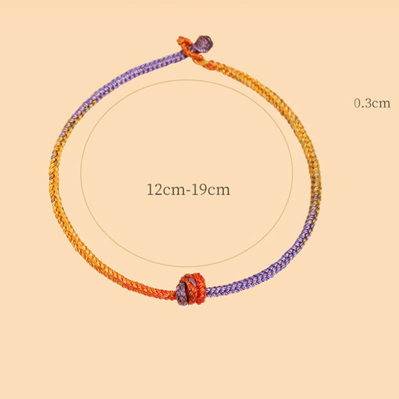 Handcrafted Purple Gold and Red Braided Rope Bracelet