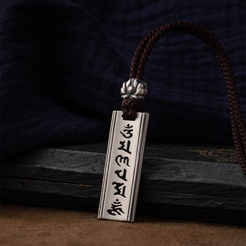 999 Sterling Silver Om Mani Padme Hum Engraved Lotus Wisdom Necklace Pendant