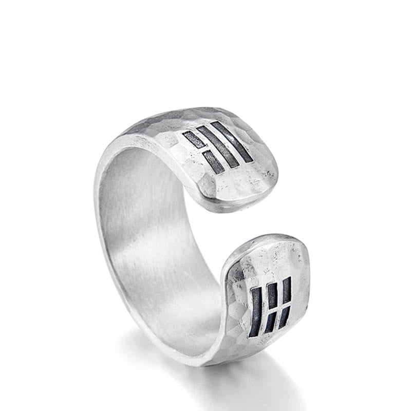 Handmade 999 Sterling Silver Yin Yang Bagua Adjustable Ring