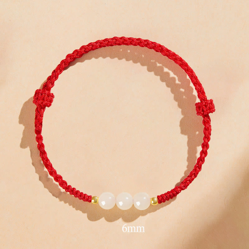 Handcrafted Round Jade Lucky Bead Prosperity Braided Bracelet