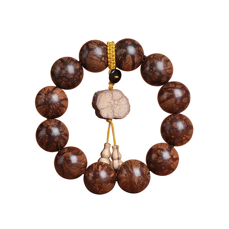 Natural Plum Blossom Wood Large Bead Meditation Bracelet
