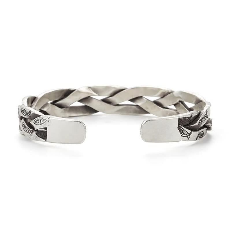 Koi Fish Twisted Design Luck Wealth Cuff Bracelet Bangle