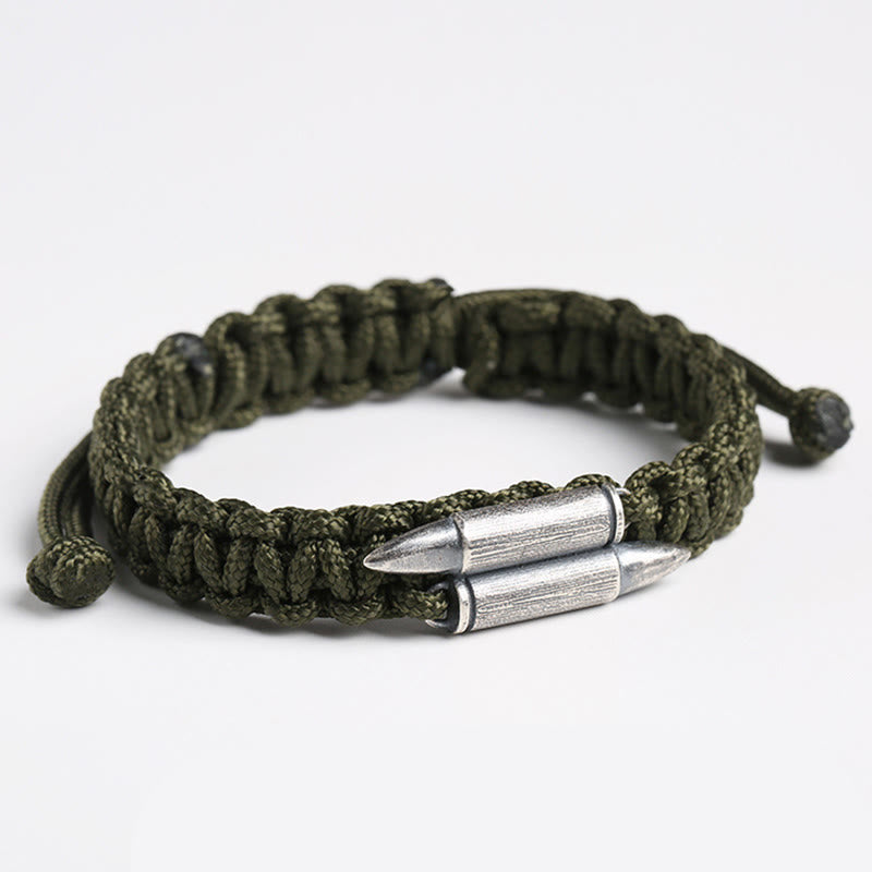 Minimalist 925 Sterling Silver Bullet Design Braided Rope Bracelet