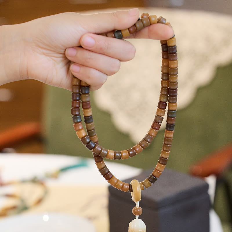 108 Mala Beads Bodhi Seed Buddha Hand Lotus Engraved Harmony Bracelet