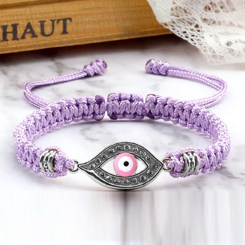 Handmade Evil Eye Red String Braided Bracelet with Gold or Silver Border