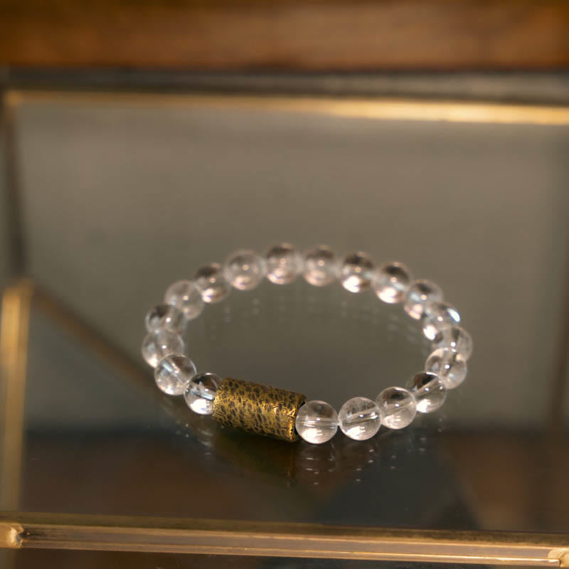 White Crystal Red Hematoid Quartz Gold Rutilated Quartz Purple Phantom Protection Bracelet